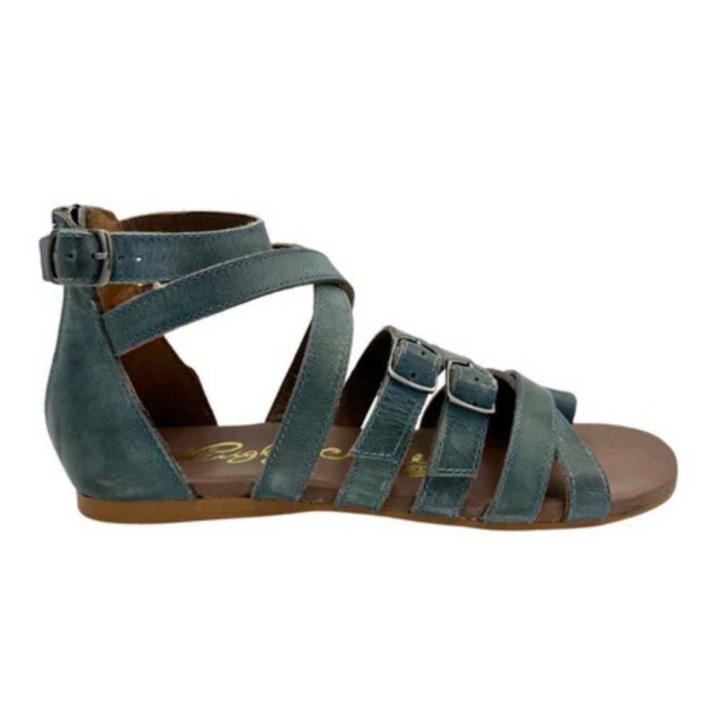 New Sandal Named Blair By Naughty Monkey Sz 10 Multi Strap Teal Adjustable NWOB - Picture 3 of 8